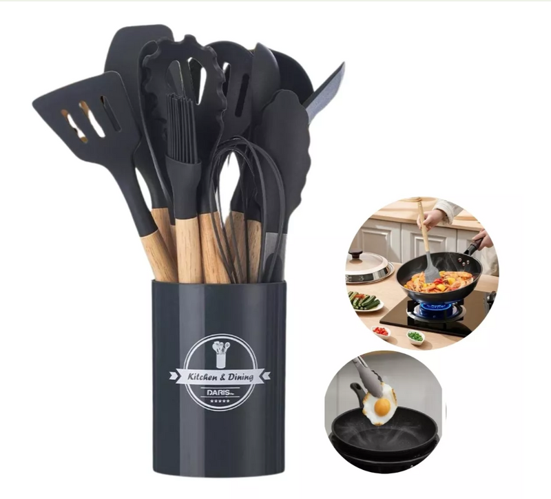 Kit de Utensilios de Cocina de Silicona Premium - Practicidad, Seguridad y Estilo en Cada Preparación